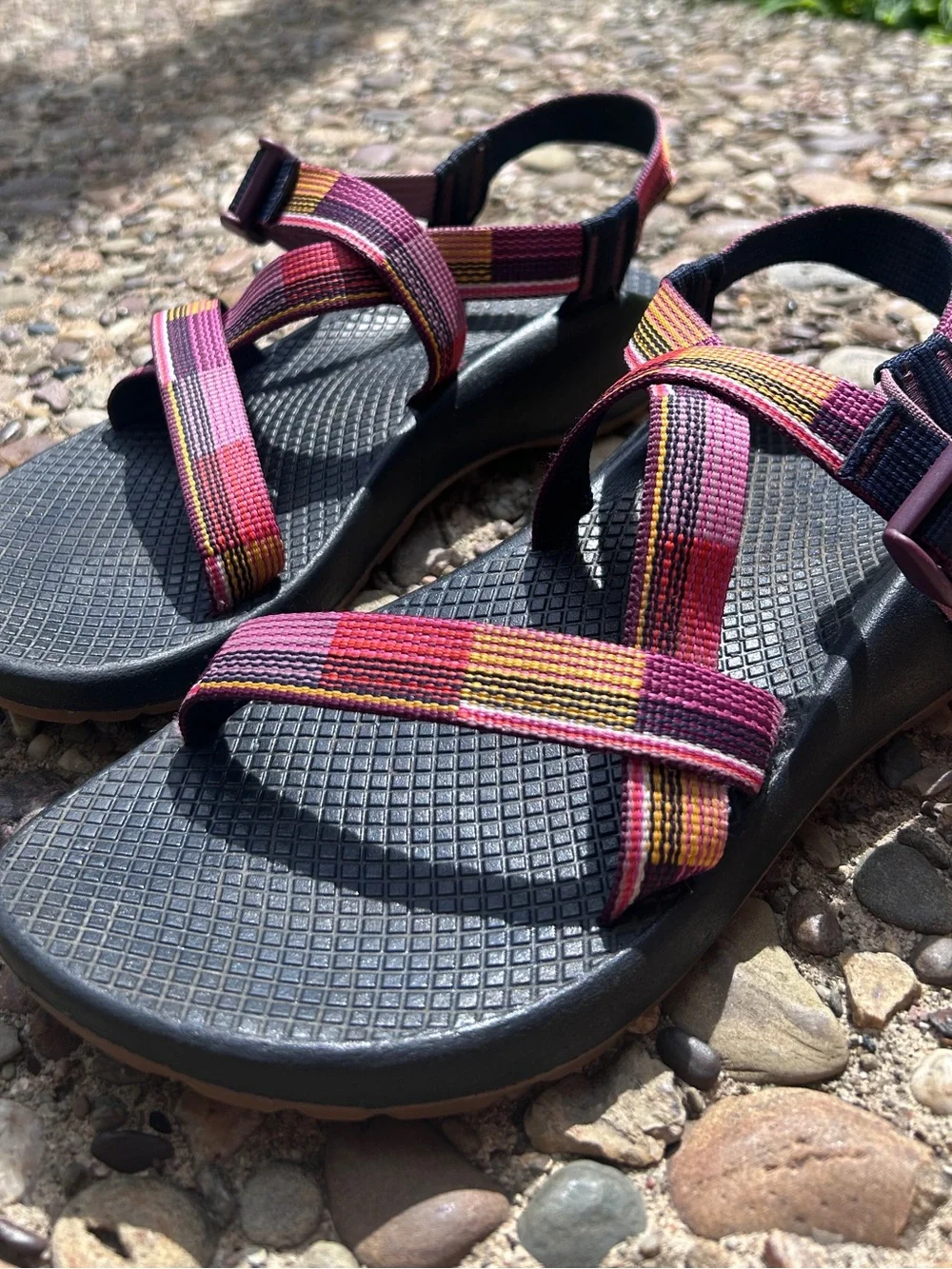 Chaco Size 7 Sandal Z/1 | Navy Pink Purple Orange Yellow | Errorweave Classic - Picture 7 of 9